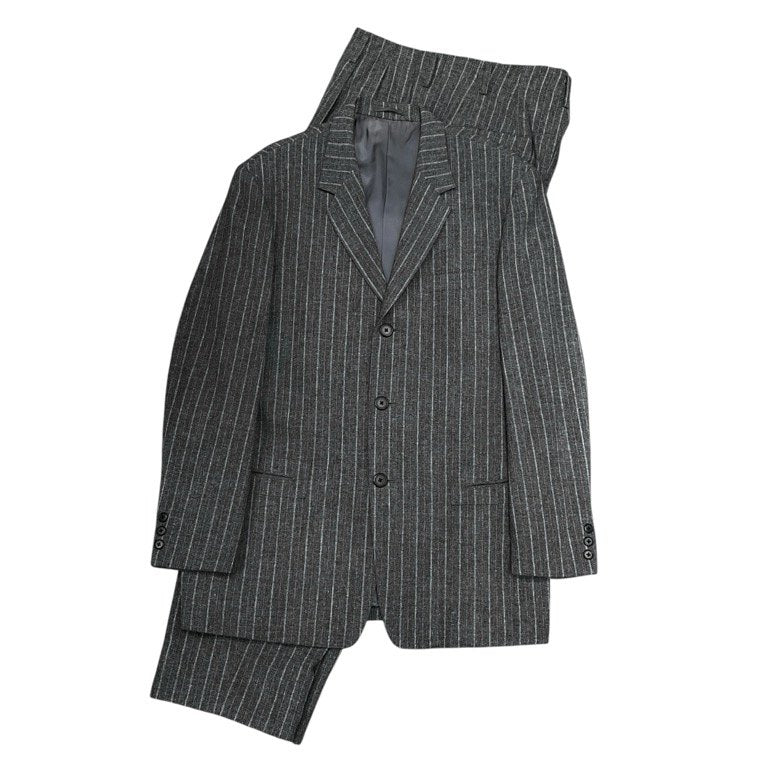 Y's for men 90s Gray Stripe Wool Tweed Suit Size 48R