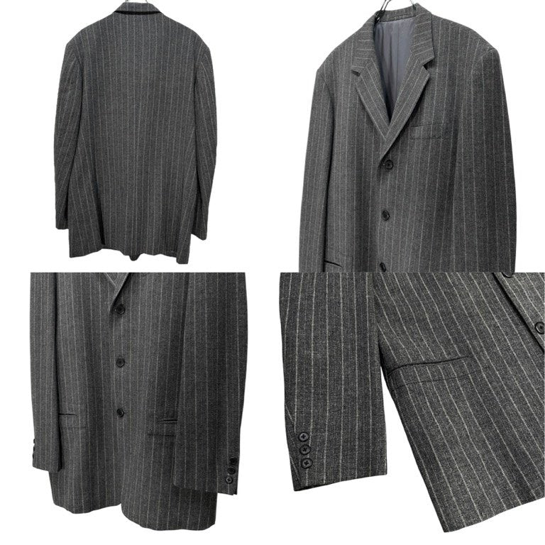 Y's for men 90s Gray Stripe Wool Tweed Suit Size 48R