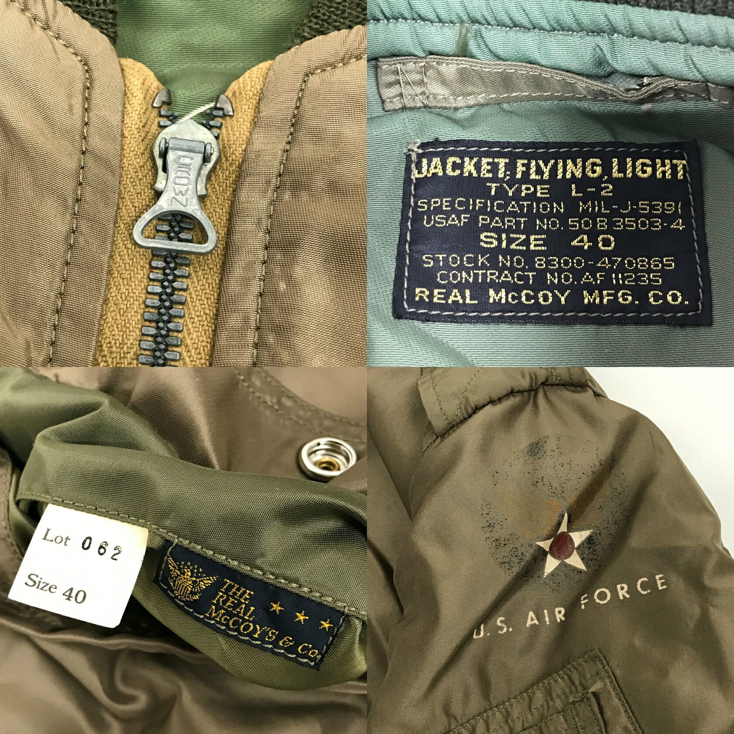 THE REAL McCOY'S Type L-2 Jacket Olive Size 40