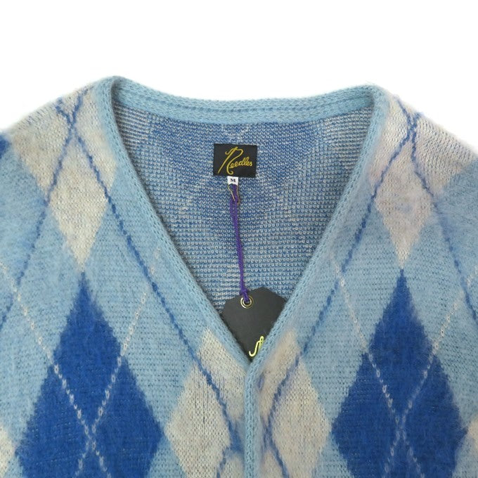 Needles Argyle Mohair Cardigan Blue Size M
