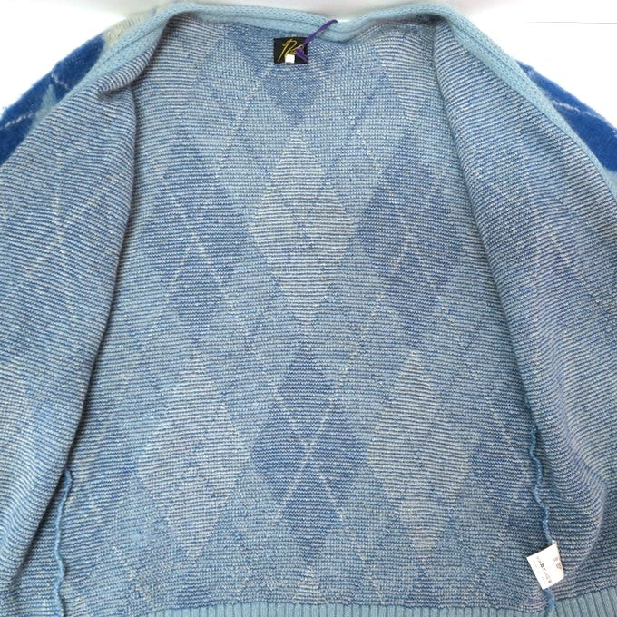 Needles Argyle Mohair Cardigan Blue Size M