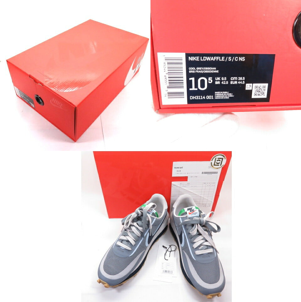 CLOT x Sacai x Nike LD Waffle Sneakers Cool Grey