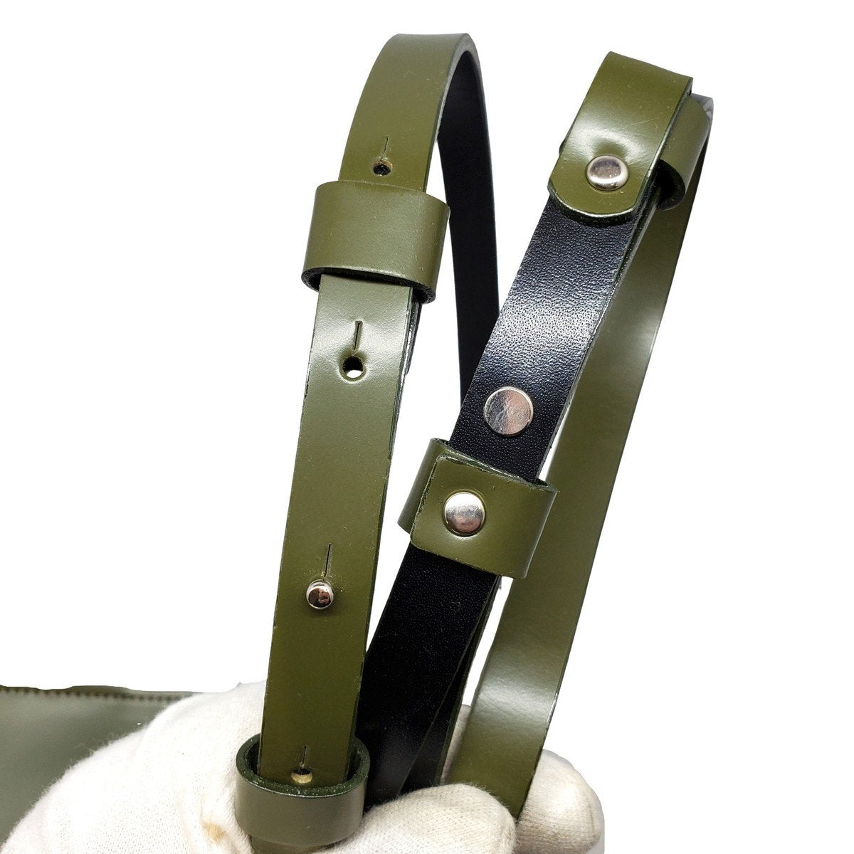 TOGA archives Square Leather Olive Green Shoulder Bag