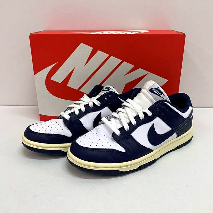 NIKE WMNS DUNK LOW Sneakers White/Navy Size 25.5cm