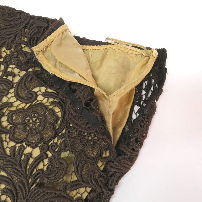PRADA Brown Full Lace Skirt Size 40