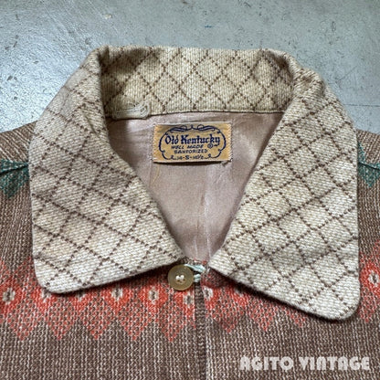 OLD KENTUCKY 50s Vintage Print Flannel Shirt Brown Size S