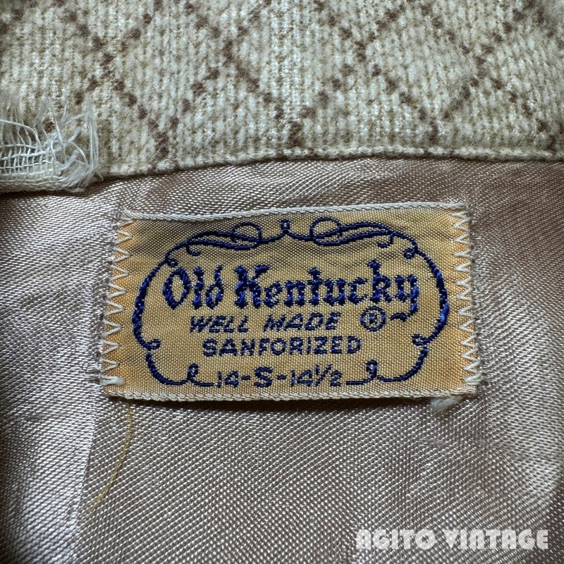 OLD KENTUCKY 50s Vintage Print Flannel Shirt Brown Size S