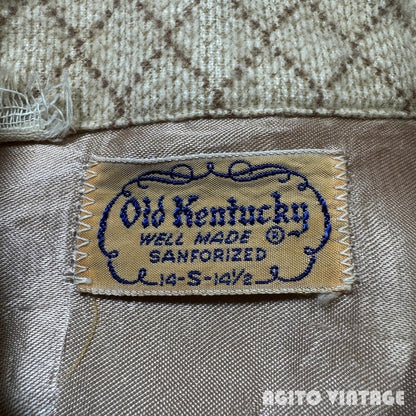 OLD KENTUCKY 50s Vintage Print Flannel Shirt Brown Size S