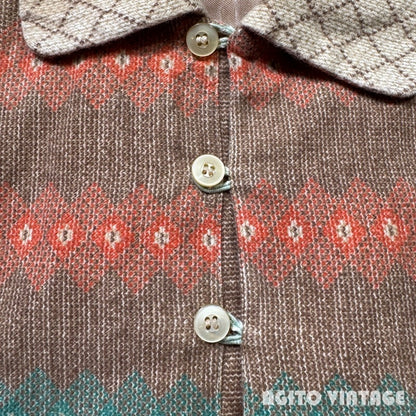 OLD KENTUCKY 50s Vintage Print Flannel Shirt Brown Size S