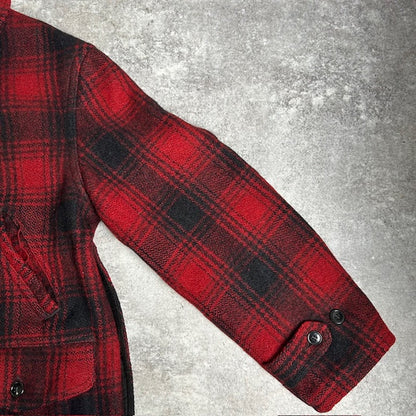 Unknown 40s 50s Vintage Wool Ombre Check Coat Red Size L