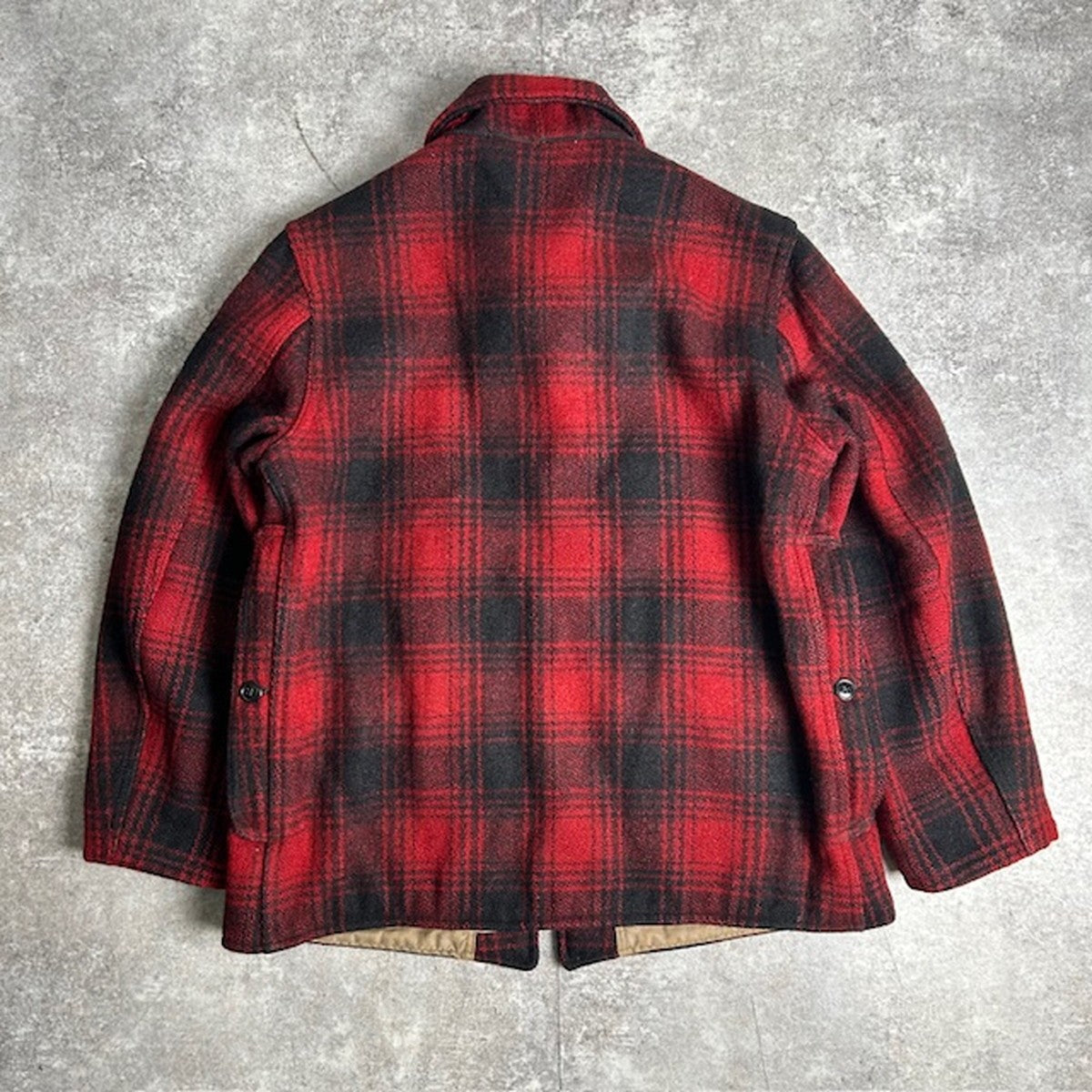 Unknown 40s 50s Vintage Wool Ombre Check Coat Red Size L