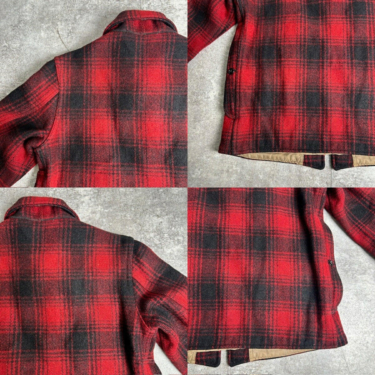 Unknown 40s 50s Vintage Wool Ombre Check Coat Red Size L
