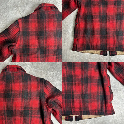 Unknown 40s 50s Vintage Wool Ombre Check Coat Red Size L