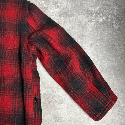 Unknown 40s 50s Vintage Wool Ombre Check Coat Red Size L