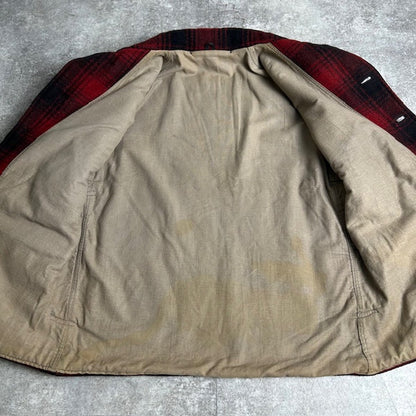 Unknown 40s 50s Vintage Wool Ombre Check Coat Red Size L
