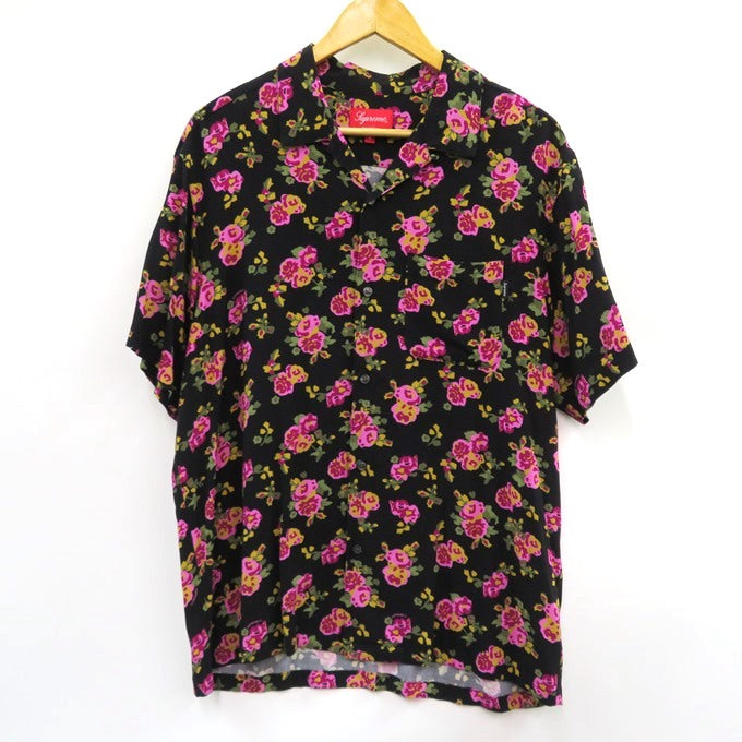 Supreme Floral Rayon S/S Black Shirt Size M