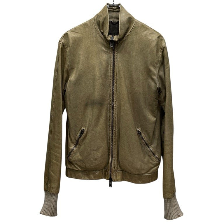 GIORGIO BRATO Baby Lamb Leather High Blouson Beige Jacket Size 46