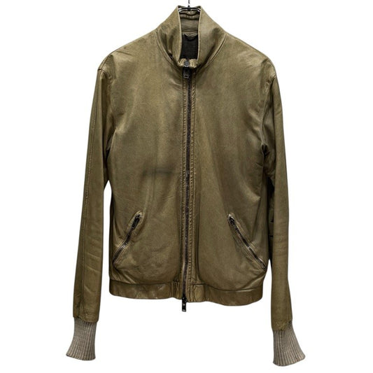 GIORGIO BRATO Baby Lamb Leather High Blouson Beige Jacket Size 46