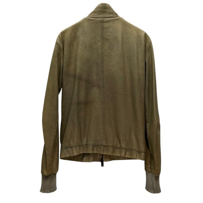 GIORGIO BRATO Baby Lamb Leather High Blouson Beige Jacket Size 46