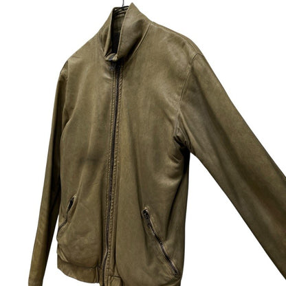 GIORGIO BRATO Baby Lamb Leather High Blouson Beige Jacket Size 46