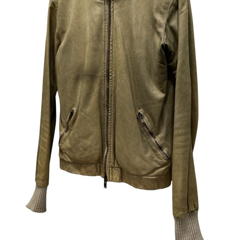 GIORGIO BRATO Baby Lamb Leather High Blouson Beige Jacket Size 46