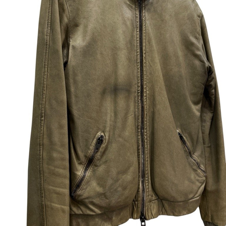 GIORGIO BRATO Baby Lamb Leather High Blouson Beige Jacket Size 46