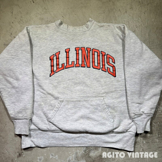 Champion 80's Reverse Weave W/F ILLINOIS Sweatshirt Size L