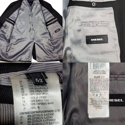 DIESEL Y2K Faded Denim Sleeve 2B Blazer Black Size 52