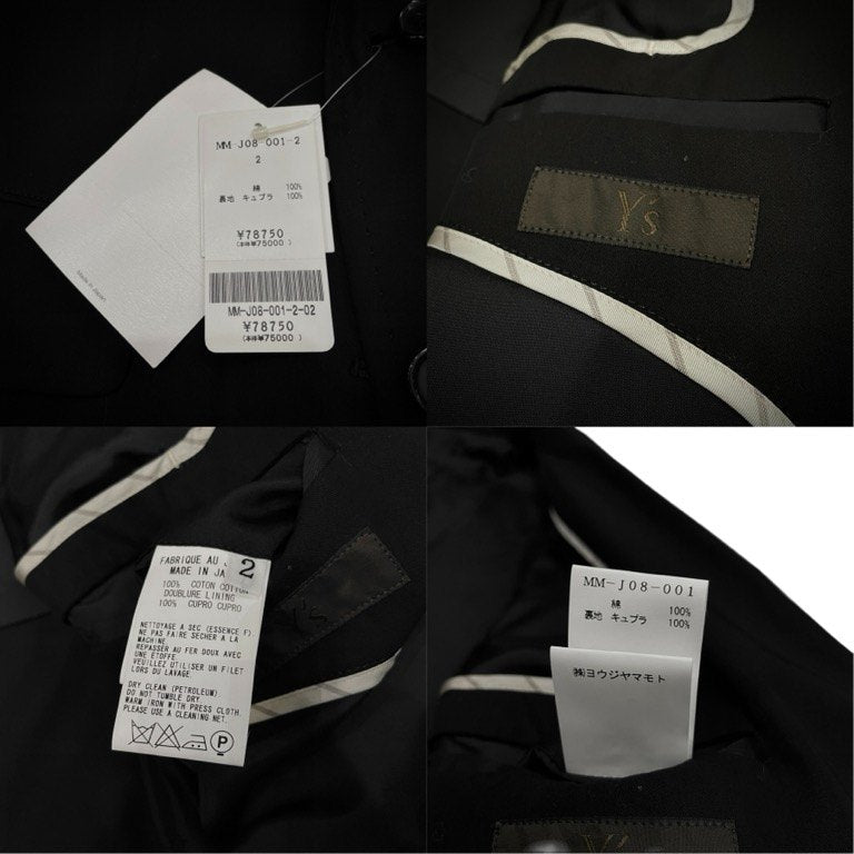 Y's for men Cotton Gabardine Lapel Embroidery Blazer Size 2