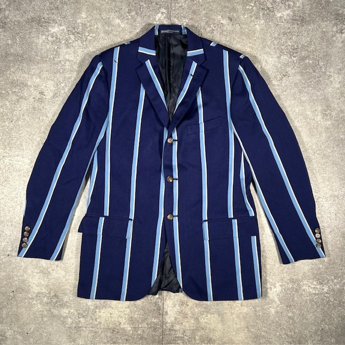 Polo Ralph Lauren Blue Wool Italian Stripe Blazer Size 40R