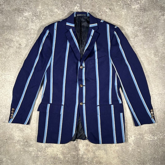 Polo Ralph Lauren Blue Wool Italian Stripe Blazer Size 40R