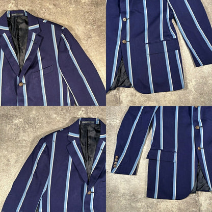 Polo Ralph Lauren Blue Wool Italian Stripe Blazer Size 40R
