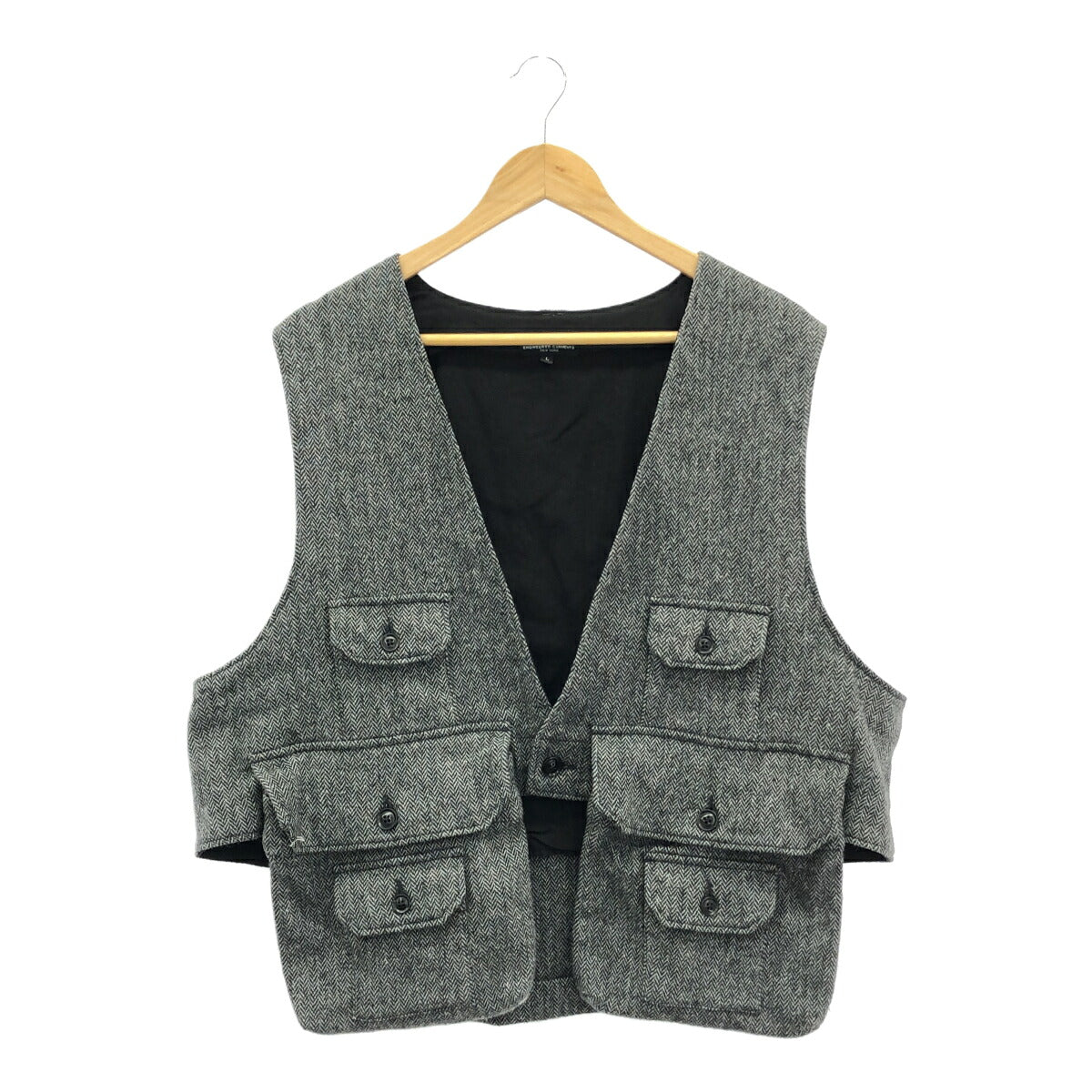 Engineered Garments Fowl Vest Poly Wool Herringbone Size L