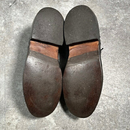 APOLLO Black Leather Wingtip Medallion Shoes