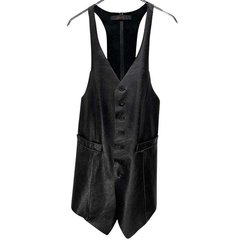 God of Roses BLACK OUT Cow Leather Long Vest Size 0