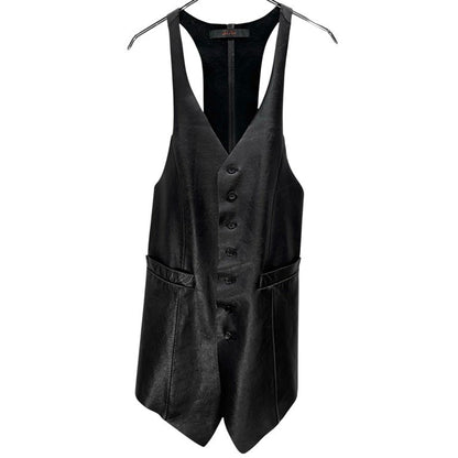 God of Roses BLACK OUT Cow Leather Long Vest Size 0