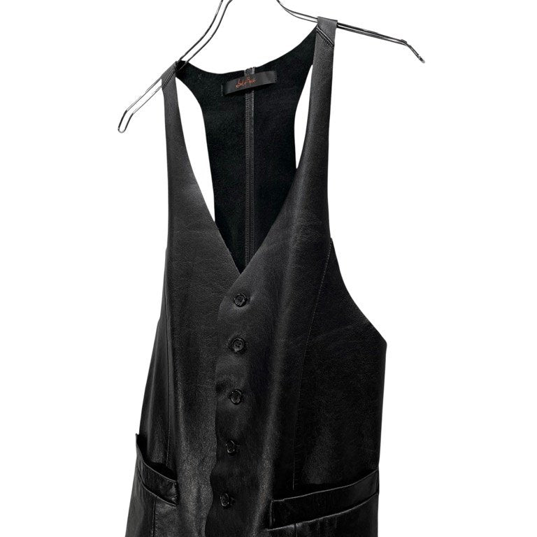 God of Roses BLACK OUT Cow Leather Long Vest Size 0