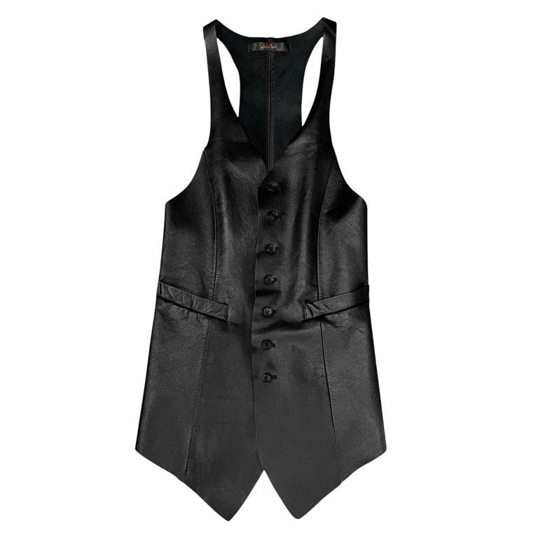 God of Roses BLACK OUT Cow Leather Long Vest Size 0