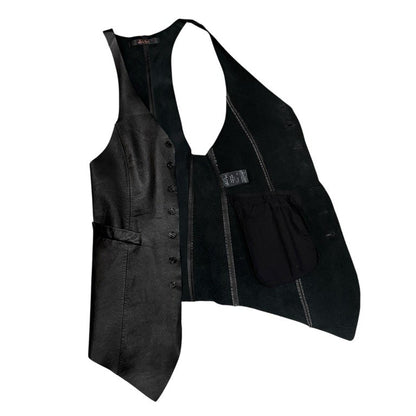 God of Roses BLACK OUT Cow Leather Long Vest Size 0