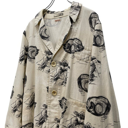 Kapital 14SS White Cat Print Norway Work Jacket Size 2