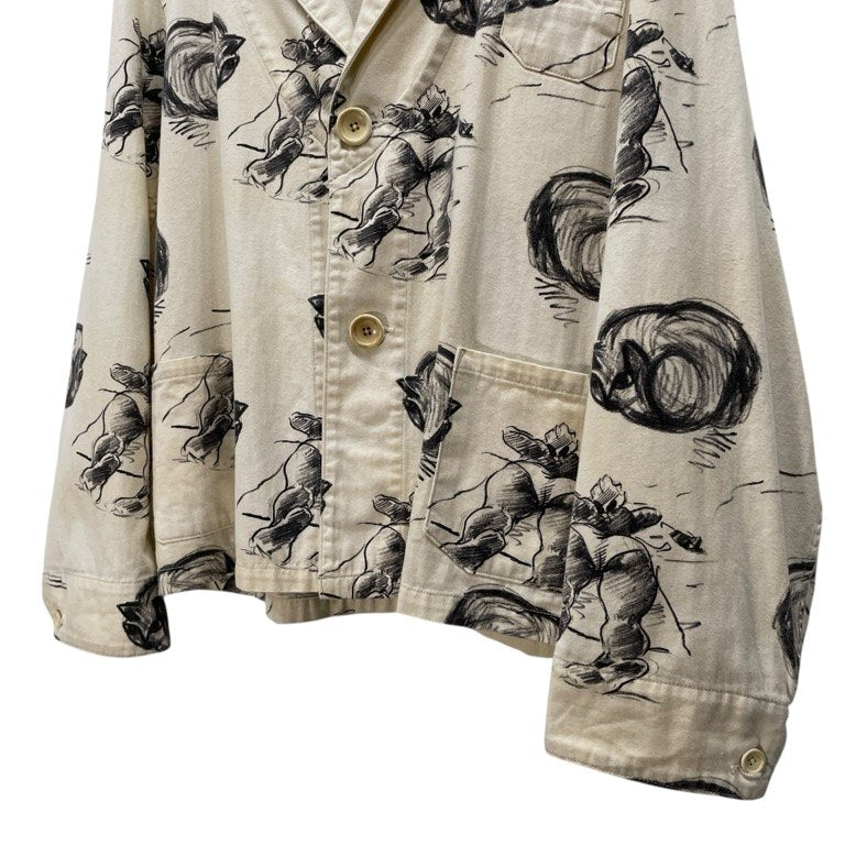 Kapital 14SS White Cat Print Norway Work Jacket Size 2
