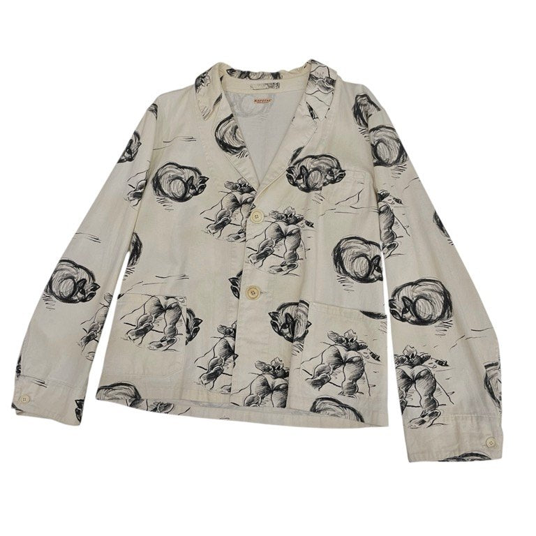 Kapital 14SS White Cat Print Norway Work Jacket Size 2