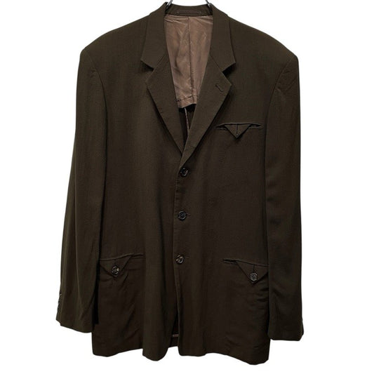 Yohji Yamamoto Green Wool Rayon Archive Tailored Coat Size M