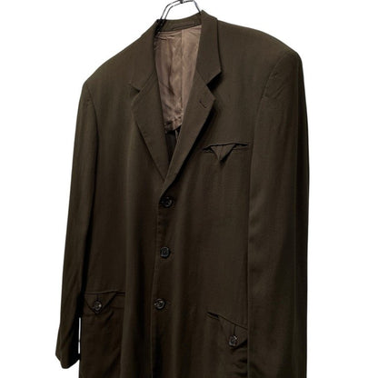 Yohji Yamamoto Green Wool Rayon Archive Tailored Coat Size M