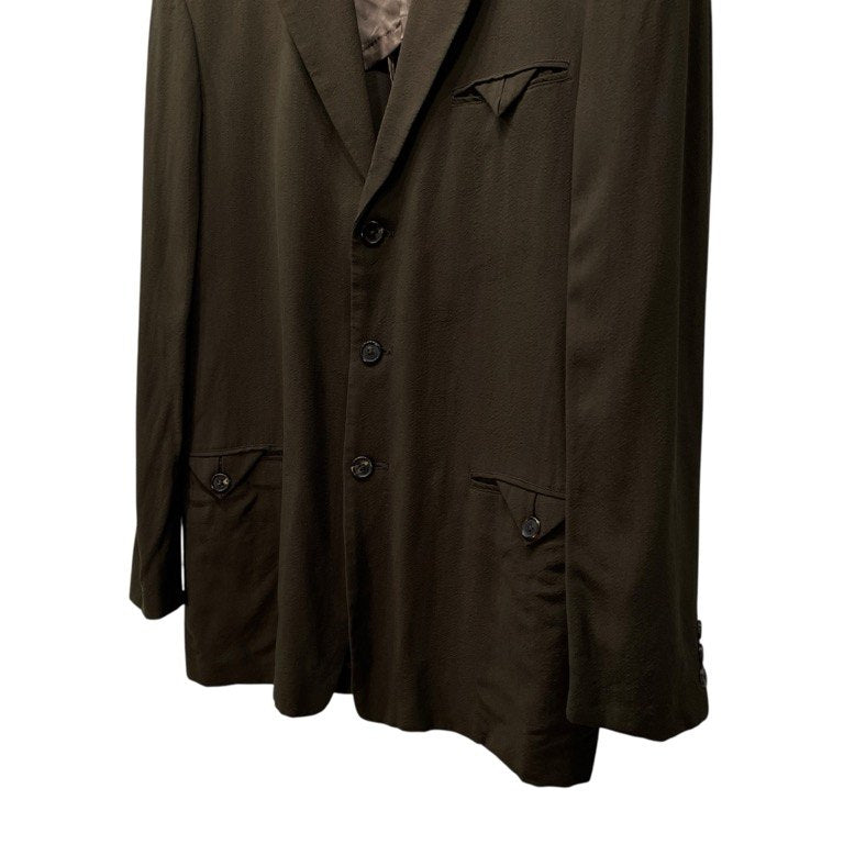 Yohji Yamamoto Green Wool Rayon Archive Tailored Coat Size M