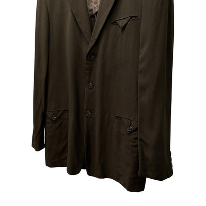 Yohji Yamamoto Green Wool Rayon Archive Tailored Coat Size M