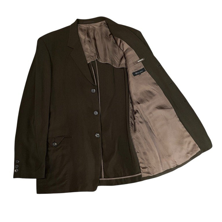 Yohji Yamamoto Green Wool Rayon Archive Tailored Coat Size M