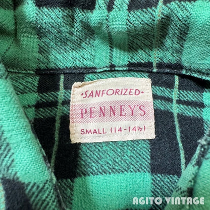JCPenney 50s Print Check Gusseted Cotton Flannel Size S