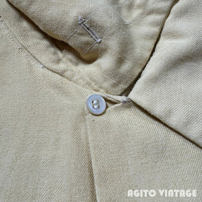 Van Heusen 40s Nylon Rayon Open Collar Cream Yellow Shirt Size M
