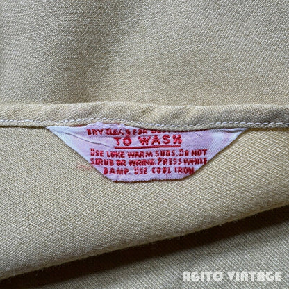 Van Heusen 40s Nylon Rayon Open Collar Cream Yellow Shirt Size M